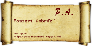 Poszert Ambró névjegykártya